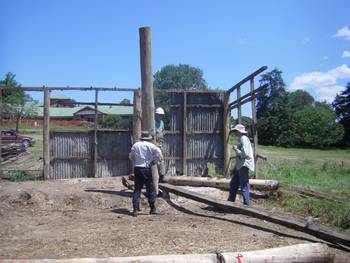 BEND members start the first phase of the siteworks  salvaging an existing shed  in November 2007.