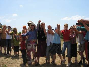Bend members and supporters give a big 'whooosh' to celebrate Development Application approval, December 2006.